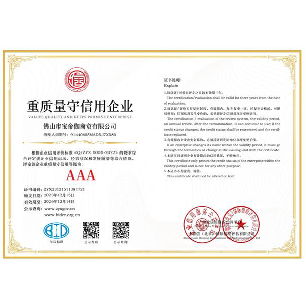 重质量守信用企业